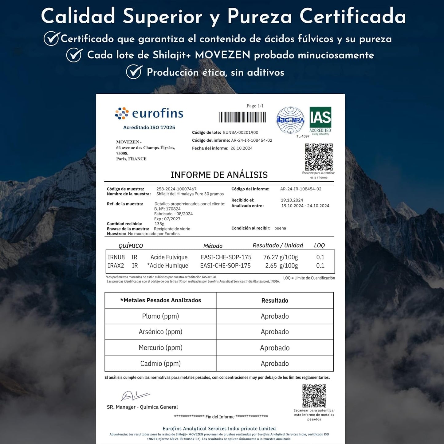 Resina Orgánica Pura del Himalaya SHILAJIT 100g